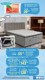 Folheto Lojas Cem Página 101: Travesseiro pele de pêssego luxo €39,80, Cabeceira box 1,38m miami tecido bege €143,60