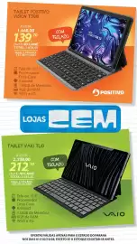 Folheto Lojas Cem Página 37: Tablet positivo vision t3010 €1.448,00, Tablet vaio tl10 €2.198,00