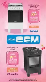 Folheto Lojas Cem Página 64: Fogão mueller mfv4bb €948,00, Fogão Itatiaia Star New €798,00