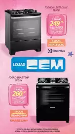 Folheto Lojas Cem Página 67: Fogão brastemp bfs5v €2.698,00, Fogão electrolux fe5gb €2.588,00