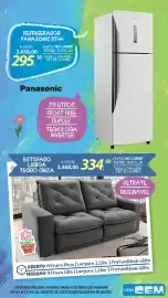 Folheto Lojas Cem Página 7: Estofado lisboa tecido cinza €3.468,00, Refrigerador panasonic bt44 €3.058,00