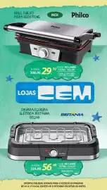 Folheto Lojas Cem Página 87: Grill philco pgr19 redstone €308,00, Churrasqueira elétrica britânia bcq40 €224,00