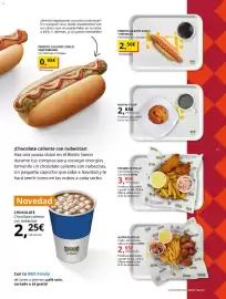 Catálogo IKEA Página 17: Perrito caliente sueco vegetariano €0,95, Ikea - chocolate caliente con nubecitas €2,25