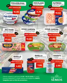 Catalog Simos Pagină 2: Barilla sos bologneze €7,99, Alfredo creveti 100-200 skin €19,50