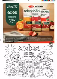 Encarte Asun Página 4: Coca-Cola ades Bebida de Soja Ades tp 200ml 249 cada ASUN ades ades ades Soja e Suco de Laranja Fonto