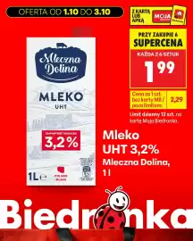 Biedronka gazetka Strona 1: Mleko UHT Mleczna Dolina 3,2% €1,99