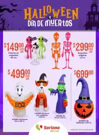 Folleto Soriana Mercado Página 1: Esqueleto colgante €299,00, Peluche de esqueleto €149,00
