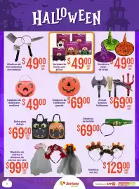Folleto Soriana Mercado Página 5: Halloween lentes varios €49,00, Sombrero neón de bruja €4.900,00