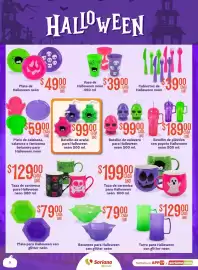 Folleto Soriana Mercado Página 9: Botanero para Halloween con glitter neón €7.900,00, Plato de Halloween neón €49,00