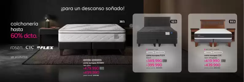 Catálogo Ripley Página 10: Cic - cama europea €419.990,00, Royal - cama europea flex black €399.990,00
