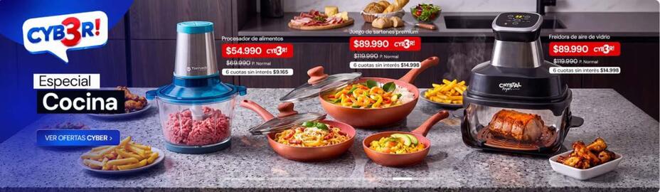 Catálogo A3D Página 4: 6 cuotas sin interés €54.990,00, Freidora de aire de vidrio €89.990,00
