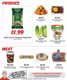 Woodman's weekly ad week 40 Page 2: Lil Snapper Organic Bartlett, Red, or Bosc Pears €2,99, Driscoll's Strawberries €1,99