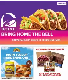 Woodman's weekly ad week 40 Page 3: SHOP NOW TACO BELL. BRING HOME THE BELL © 2026 Taco Bell IP Holder, LLC 2026 Kraft Foods