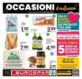 Volantino Eurospar settimana 40 Pagina 1: Fiesta Ferrero €2,89, Grana Padano DOP 16 Mesi €7,90