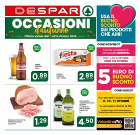 Volantino Despar settimana 40 Pagina 1: Birra Peroni €0,89, Prosciutto cotto Ferrarini Gold €1,29