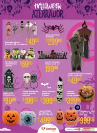 Folleto Soriana Híper Página 9: Luz - calabaza con luz y sonido €999,00, Letrero decorativo halloween €199,00