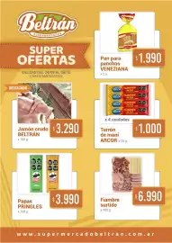 Catálogo Beltrán Supermercados Página 8: Pringles papas €3.990,00, Arcor turrón de maní €1.000,00