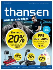 Thansen reklamblad Sida 1: 25% PÅ UTVALD UTRUSTNING FÖR DÄCKBYTE, 20% PÅ ALLA LADDKABLAR FÖR ELBILAR FRÅN INFERNO