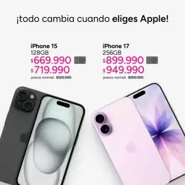 Catálogo Ripley Página 2: Iphone 15 128gb €719.990,00, Iphone 17 256gb €899.990,00