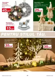 Catalog Kik Pagină 7: Decorațiune ,,Coronițǎ" diverse modele, aprox. 32 x H 8 cm, fiecare 45 Lei Decorațiune,,Ren" diverse
