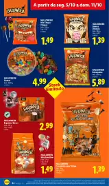 Folheto Lidl semana 41 Página 34: Halloween rebuçados €5,89, Halloween marshmallow €1,49