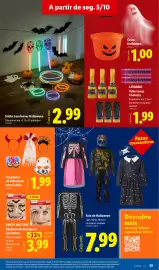 Folheto Lidl semana 41 Página 39: Sticks Luminosos Halloween €2,99, Party factory conjunto de tatuagens para rosto €3,99