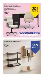 Leen Bakker folder week 41 Pagina 20: Bureau Hannover en bureaustoel Phil en Sven €95,20, Wandplank Mick en Daan €14,99