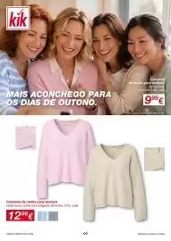 Folheto kik Página 4: kik MAIS ACONCHEGO PARA OS DIAS DE OUTONO. Camisola de malha para senhora várias cores, tamanhos S-XL
