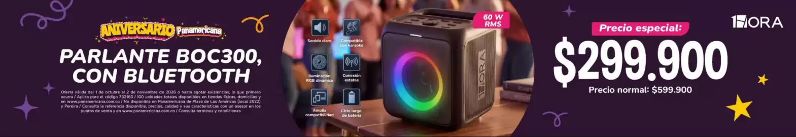 Catálogo Panamericana Página 2: Aniversario - parlante boc300, con bluetooth €299.900,00