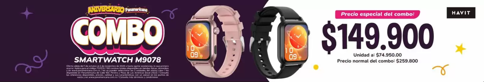 Catálogo Panamericana Página 7: Aniversario - combo smartwatch m9075 €149.900,00
