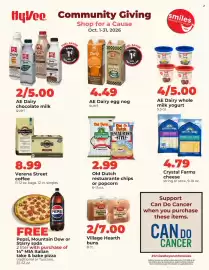 Hy-Vee weekly ad Page 1: AE Dairy egg nog €4,49, Verena Street coffee €8,99