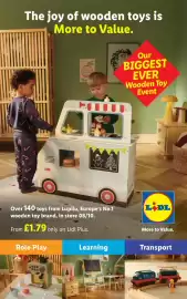 Lidl leaflet week 41 Page 1: Our Biggest Ever Wooden Toy Event €1,79