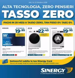 Volantino Sinergy Pagina 1: Samsung Smart TV 55U7000 €19,95, Asciugatrice MivAR MVD-06T9D €22,45