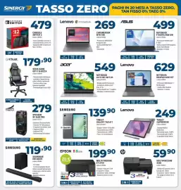 Volantino Sinergy Pagina 11: Lenovo TABLET ZAFR0983SE €249,00, ASUS Notebook F1504VA-BQ612W €499,00