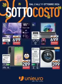 Volantino Unieuro Pagina 1: Lenovo IDEAPAD SLIM 3 €699,00, Samsung Smart TV 4K €699,00