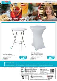 Kastner Flugblatt Seite 12: Stehtisch Klappbar €53,00, STEHTISCHHUSSE weiß €16,00