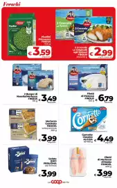 Volantino Coop Radenza Pagina 17: Merluzzo Gratinato FROSTA €3,99, Pisellini Primavera Findus €3,59