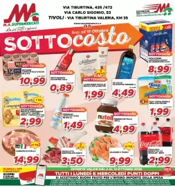 Volantino MA Supermercati Pagina 1: Coca-Cola €2,99, Salmone a tranci €9,99