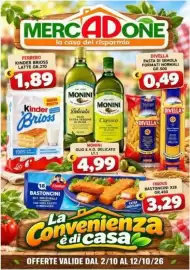 Volantino MercADone Pagina 1: Ferrero Kinder Brioss €1,89, Divella pasta di semola formati normali €0,49