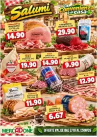 Volantino MercADone Pagina 10: Parmacotto Prosciutto cotto A.Q €14,90, Pini Carpaccio di bresaola €29,90