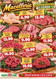 Volantino MercADone Pagina 12: Pollo in parti €4,90, Bov. adulto scottona hamburger €12,90
