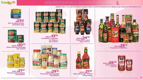 Folleto Fresko Página 10: Mccormick - mostazas seleccionadas €21,50, Del monte - ensaladas y vegetales en conserva €13,00