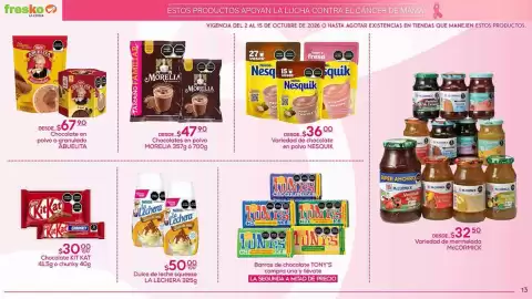 Folleto Fresko Página 13: Nesquik - variedad de chocolate en polvo €36,00, Mccormick - variedad de mermelada €32,50