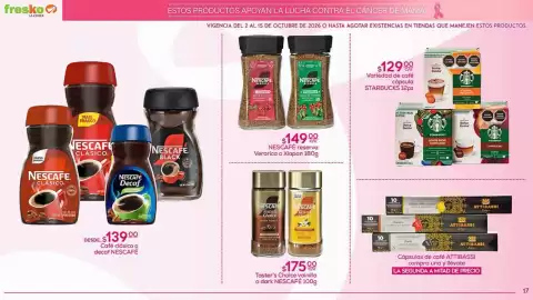 Folleto Fresko Página 17: Nescafé - café clásico o decaf €139,00, Starbucks - variedad de café cápsula €129,00