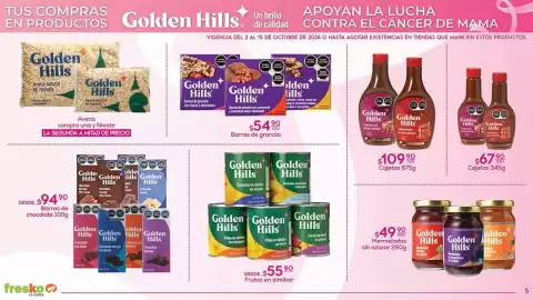 Folleto Fresko Página 5: Golden hills - cajetas €67,90, Golden hills - mermeladas sin azúcar €49,90