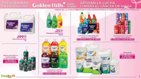 Folleto Fresko Página 8: Golden hills - detergente lavatrastes €25,90, Golden hills - suavizante de telas €199,90