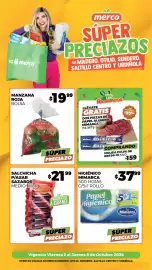 Folleto Merco semana 40 Página 1: Manzana roja bolsa €19,99, Mimarca Papel Higiénico €37,99