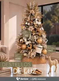 Catálogo Soriana Súper Página 14: Letreo decorativo joy €399,00, Pie de pino dorado €699,00