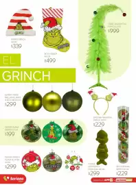 Catálogo Soriana Súper Página 47: Esfera verde brillante, mate o glitter €299,00, Bota Grinch €499,00
