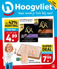 Hoogvliet folder week 41 Pagina 1: Alle L'Or koffiecapsules €4,89, Kipfilet €7,99